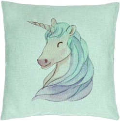 Perna Decorativa Model Unicorns 40x40 cm Verde Menta Husa Detasabila Burduf 