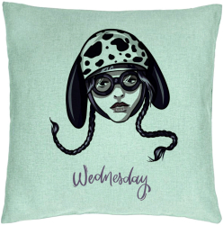 Perna Decorativa Model Wednesday Addams 1 40x40 cm Verde Menta Husa Detasabila Burduf 