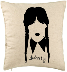 Perna Decorativa Model Wednesday Addams 2 40x40 cm Bej Husa Detasabila Burduf 