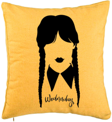 Perna Decorativa Model Wednesday Addams 2 40x40 cm Galben Husa Detasabila Burduf 