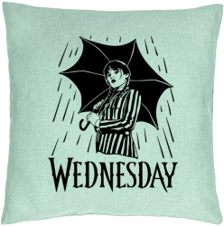 Perna Decorativa Model Wednesday Addams 5 40x40 cm Verde Menta Husa Detasabila Burduf 