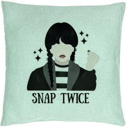 Perna Decorativa Model Wednesday Addams 6 40x40 cm Verde Menta Husa Detasabila Burduf 