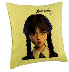 Perna Decorativa Model Wednesday Addams 8 40x40 cm Verde Husa Detasabila Burduf 