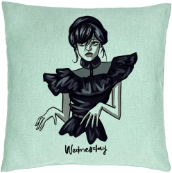 Perna Decorativa Model Wednesday Addams Dancing Hands 1 40x40 cm Verde Menta Husa Detasabila Burduf 
