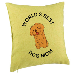 Perna Decorativa Model Worlds Best Dog Mom 40x40 cm Verde Husa Detasabila Burduf 