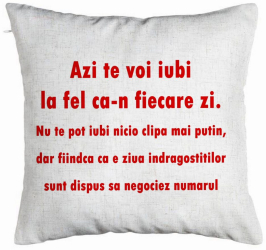 Perna Decorativa Model Ziua Indragostitilor 40x40 cm Alb Murdar Husa Detasabila Burduf 
