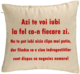 Perna Decorativa Model Ziua Indragostitilor 40x40 cm Bej Husa Detasabila Burduf 