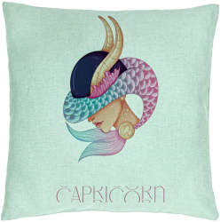 Perna Decorativa Model Zodia Capricorn 40x40 cm Verde Menta Husa Detasabila Burduf 