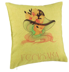 Perna Decorativa Model Zodia Fecioara 40x40 cm Verde Husa Detasabila Burduf 