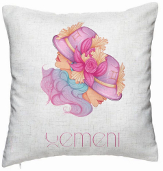Perna Decorativa Model Zodia Gemeni 40x40 cm Alb Murdar Husa Detasabila Burduf 