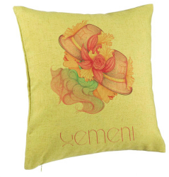 Perna Decorativa Model Zodia Gemeni 40x40 cm Verde Husa Detasabila Burduf 