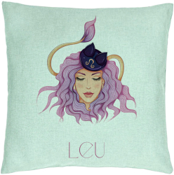 Perna Decorativa Model Zodia Leu 40x40 cm Verde Menta Husa Detasabila Burduf 