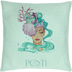 Perna Decorativa Model Zodia Pesti 40x40 cm Verde Menta Husa Detasabila Burduf 