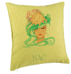 Perna Decorativa Model Zodia Rac 40x40 cm Verde Husa Detasabila Burduf 
