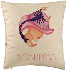 Perna Decorativa Model Zodia Scorpion 40x40 cm Bej Husa Detasabila Burduf 