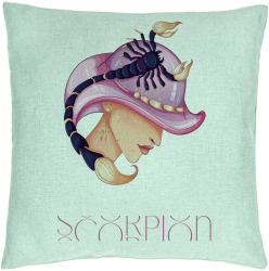 Perna Decorativa Model Zodia Scorpion 40x40 cm Verde Menta Husa Detasabila Burduf 
