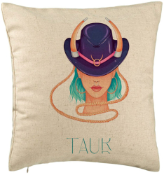 Perna Decorativa Model Zodia Taur 40x40 cm Bej Husa Detasabila Burduf 