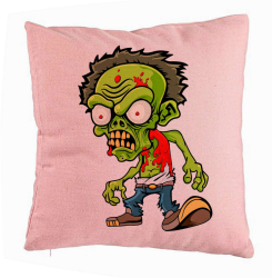 Perna Decorativa Model Zombie 40x40 cm Roz Husa Detasabila Burduf 