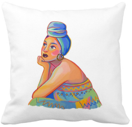 Perna Decorativa Patrata African Fashion 40x40 cm Alba Mata Husa Detasabila Burduf 