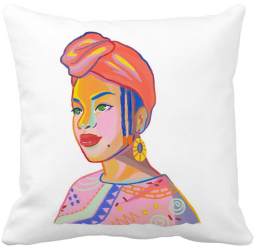 Perna Decorativa Patrata African Style 40x40 cm Alba Mata Husa Detasabila Burduf 