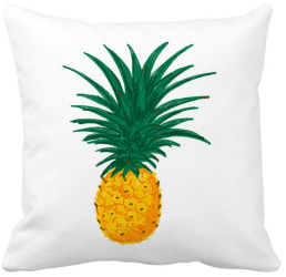 Perna Decorativa Patrata Ananas 40x40 cm Alba Mata Husa Detasabila Burduf 