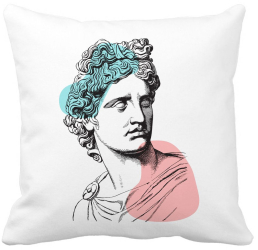 Perna Decorativa Patrata Apollo Belvedere 40x40 cm Alba Mata Husa Detasabila Burduf 