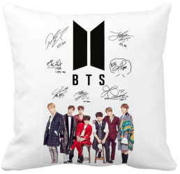 Perna Decorativa Patrata BTS 40x40 cm Alba Mata Husa Detasabila Burduf 