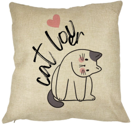 Perna Decorativa Patrata Cat Lover 40x40 cm Husa Detasabila Burduf 