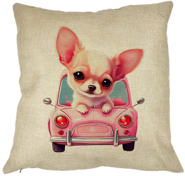 Perna Decorativa Patrata Chihuahua Love 40x40 cm Husa Detasabila Burduf 