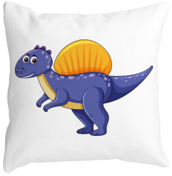 Perna Decorativa Patrata copii Dinozaur Mov inchis 40x40 cm Alba Mata Husa Detasabila Burduf 