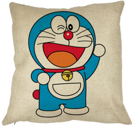 Perna Decorativa Patrata copii Doraemon 40x40 cm Husa Detasabila Burduf 