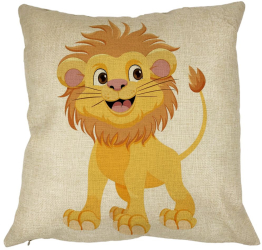 Perna Decorativa Patrata copii Little Lion 40x40 cm Husa Detasabila Burduf 