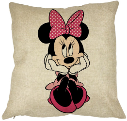 Perna Decorativa Patrata copii Minnie Mouse 40x40 cm Husa Detasabila Burduf 