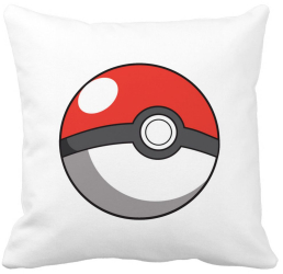 Perna Decorativa Patrata copii Pokeball 40x40 cm Alba Mata Husa Detasabila Burduf 