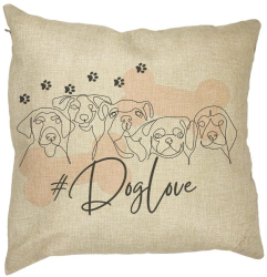 Perna Decorativa Patrata Dog Love 40x40 cm Husa Detasabila Burduf 