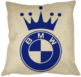 Perna Decorativa Patrata Emblema BMW King 40x40 cm Husa Detasabila Burduf 