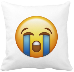 Perna Decorativa Patrata Emoji Cry 40x40 cm Alba Mata Husa Detasabila Burduf 