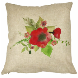 Perna Decorativa Patrata Florale Mac 40x40 cm Husa Detasabila Burduf 