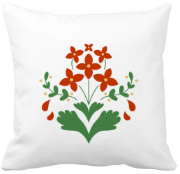 Perna Decorativa Patrata Florale Rosii 40x40 cm Alba Mata Husa Detasabila Burduf 
