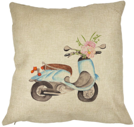 Perna Decorativa Patrata Flower Bike 40x40 cm Husa Detasabila Burduf 