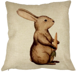 Perna Decorativa Patrata Iepuras 40x40 cm Husa Detasabila Burduf 