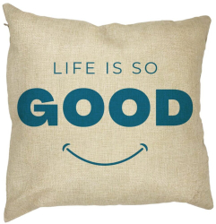Perna Decorativa Patrata Life is So Good 40x40 cm Husa Detasabila Burduf 