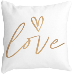 Perna Decorativa Patrata Love 40x40 cm Alba Mata Husa Detasabila Burduf 