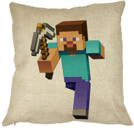 Perna Decorativa Patrata Minecraft Mining Steve 8bit 40x40 cm Husa Detasabila Burduf 