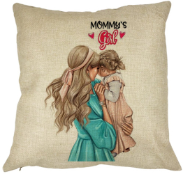Perna Decorativa Patrata Mommys Girl 40x40 cm Husa Detasabila Burduf 