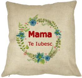 Perna Decorativa Patrata Pentru Mama Te iubesc 2 40x40 cm Husa Detasabila Burduf 
