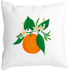 Perna Decorativa Patrata Portocala 40x40 cm Alba Mata Husa Detasabila Burduf 