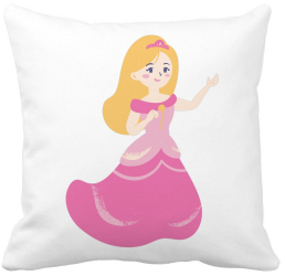 Perna Decorativa Patrata Printesa Roz 40x40 cm Alba Mata Husa Detasabila Burduf 