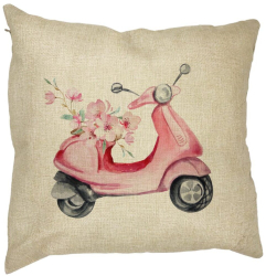 Perna Decorativa Patrata Rose Flower Bike 40x40 cm Husa Detasabila Burduf 