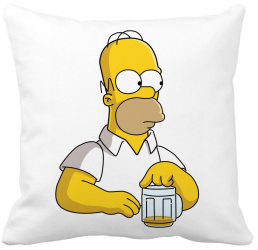 Perna Decorativa Patrata Simpsons Homer 40x40 cm Alba Mata Husa Detasabila Burduf 
